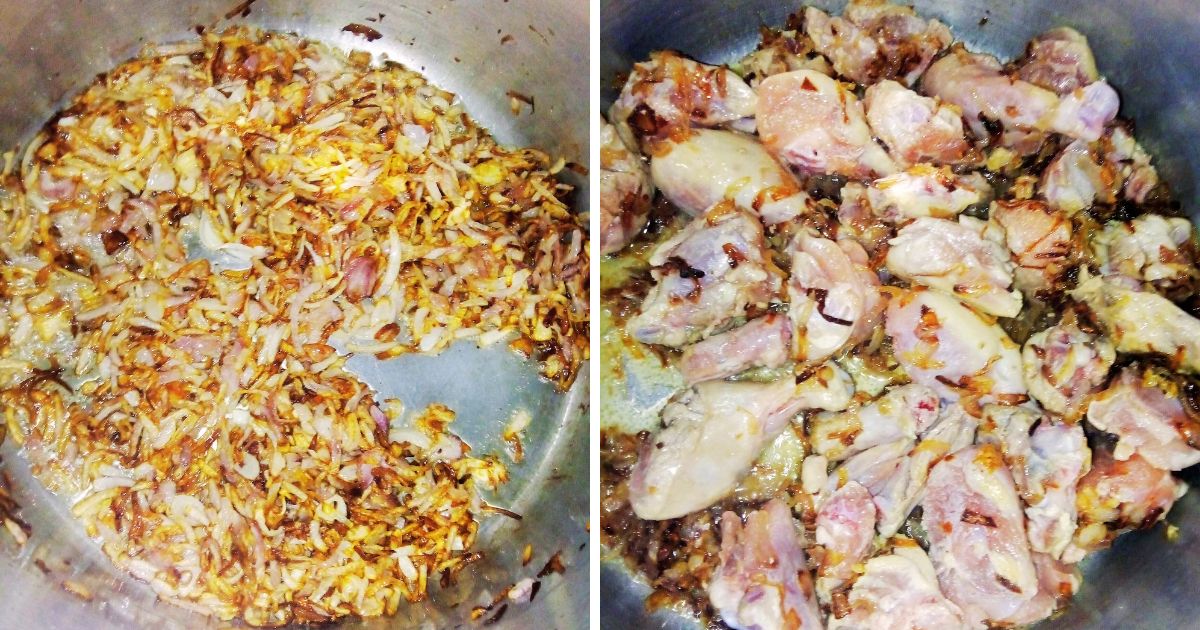 chicken biryani gravy step 1