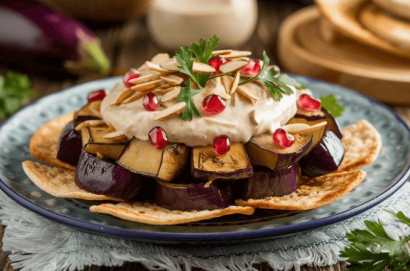 Eggplant Fatteh Vegetarian Recipe