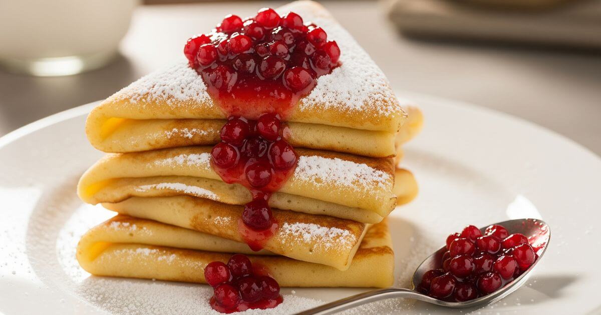bananpannkakor , Swedish pancakes served with lingonberry jam