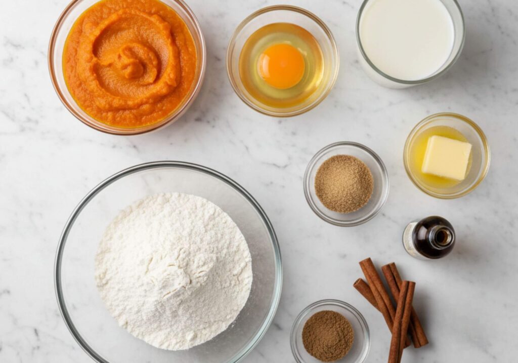 ingredients for American pumpkin pancakes