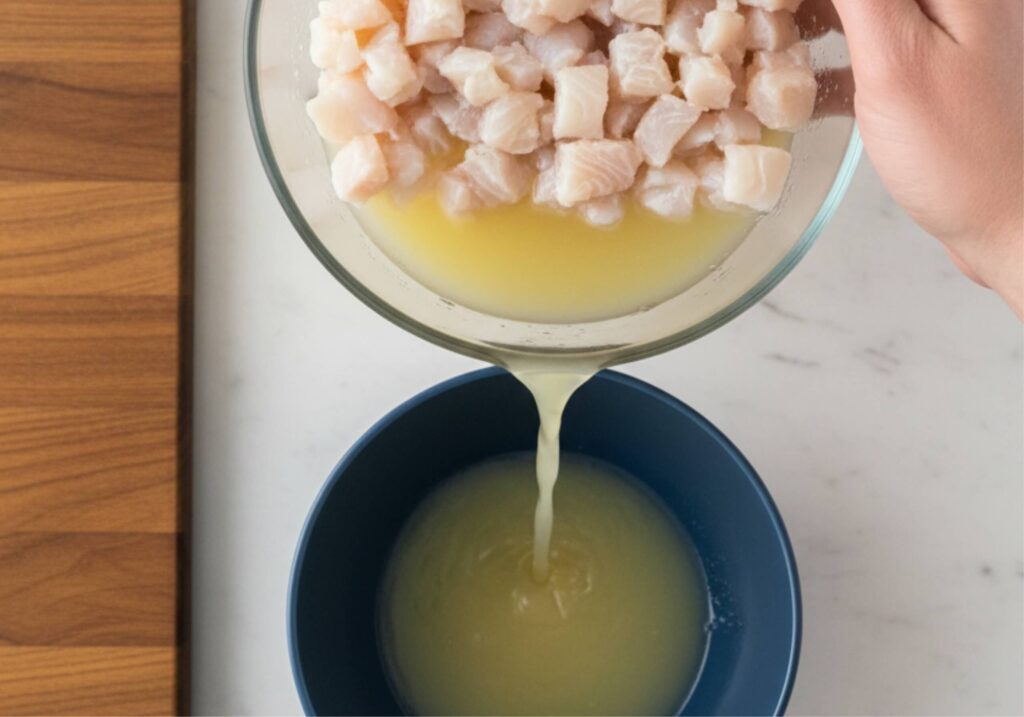 fish marination in citrus for kokoda