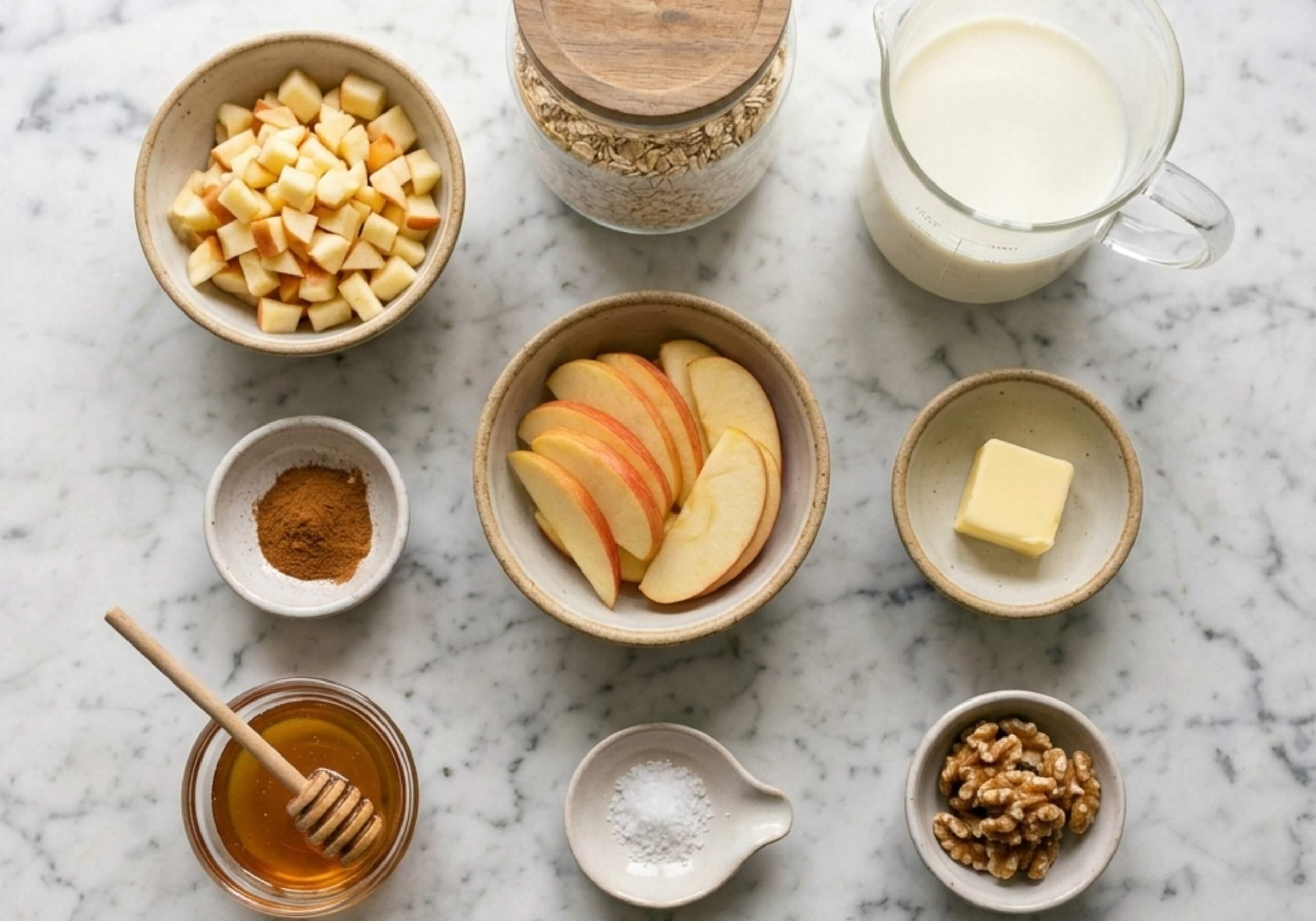 ingredients for easy apple porridge
