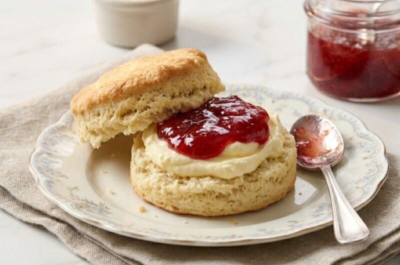 British Traditional Scones with Jam and Cream