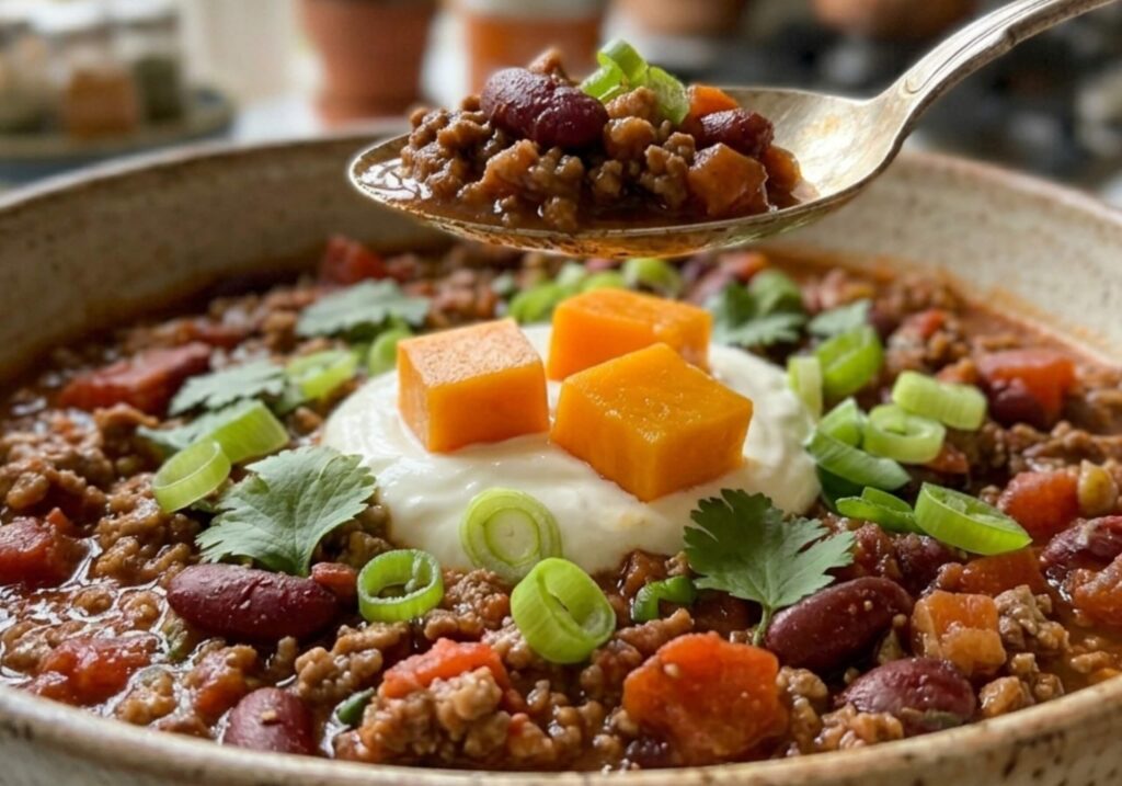 ingredients for fall chili bowl
