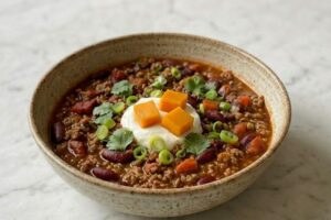fall pumpkin chili bowl